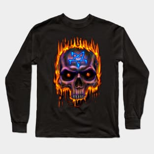 Flaming Skull Long Sleeve T-Shirt